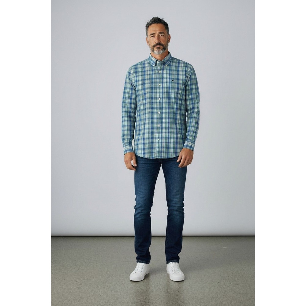 Vineyard Vines Mens Classic Fit Tucker Shirt Blue Green Plaid Stretch‎ Medium M
